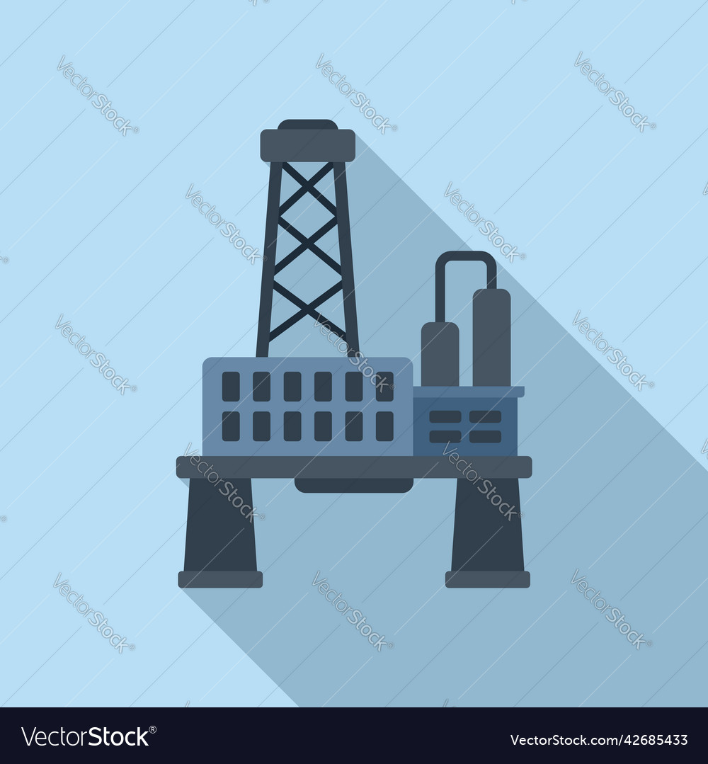 Gasoline rig icon flat sea oil Royalty Free Vector Image