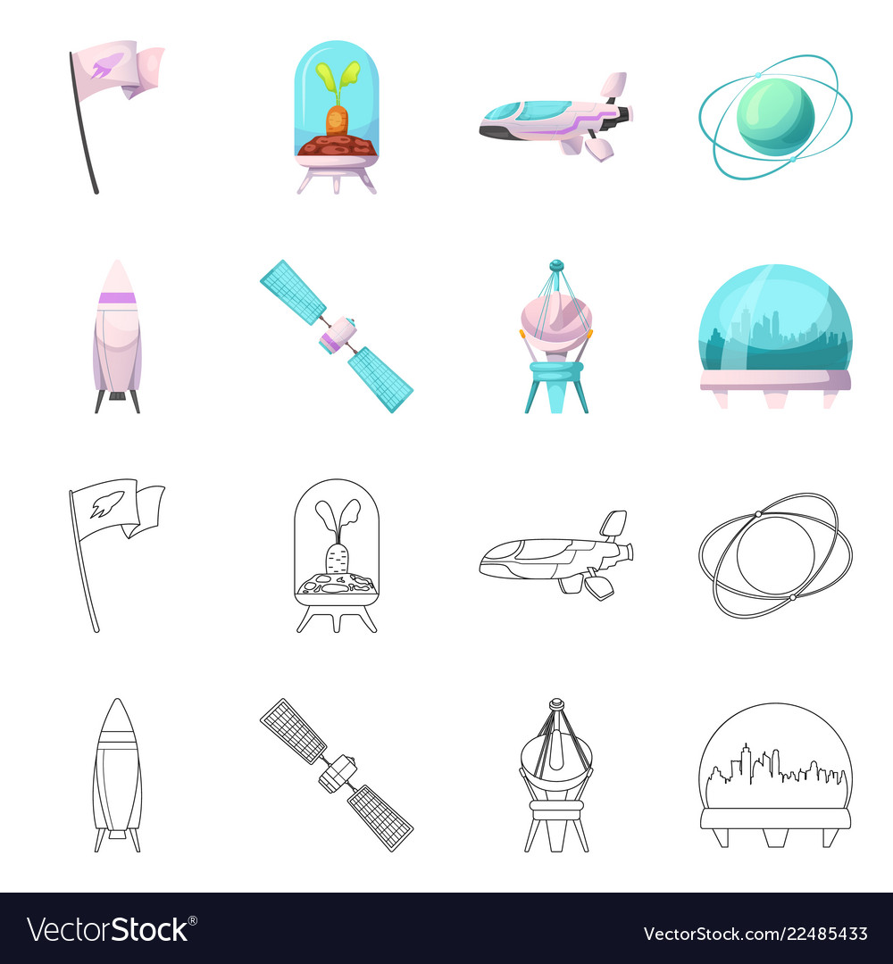 Isolated object of mars and space logo collection vector image Isolated object of mars and space logo collection