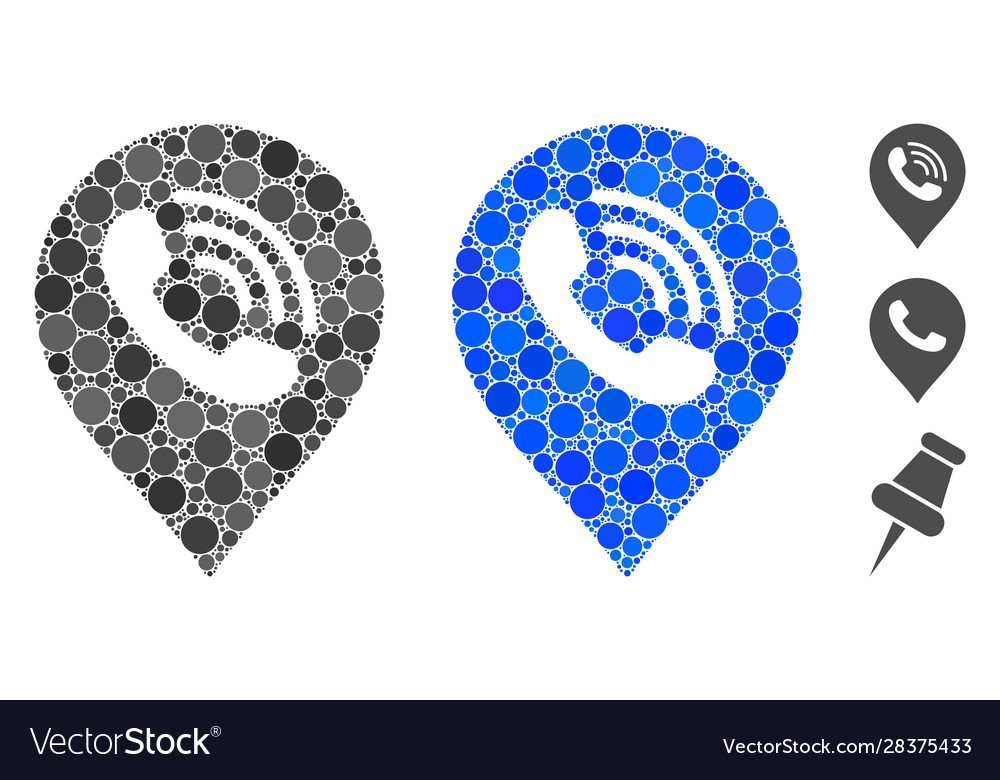 Phone call marker composition icon circle dots vector image Phone call marker composition icon circle dots