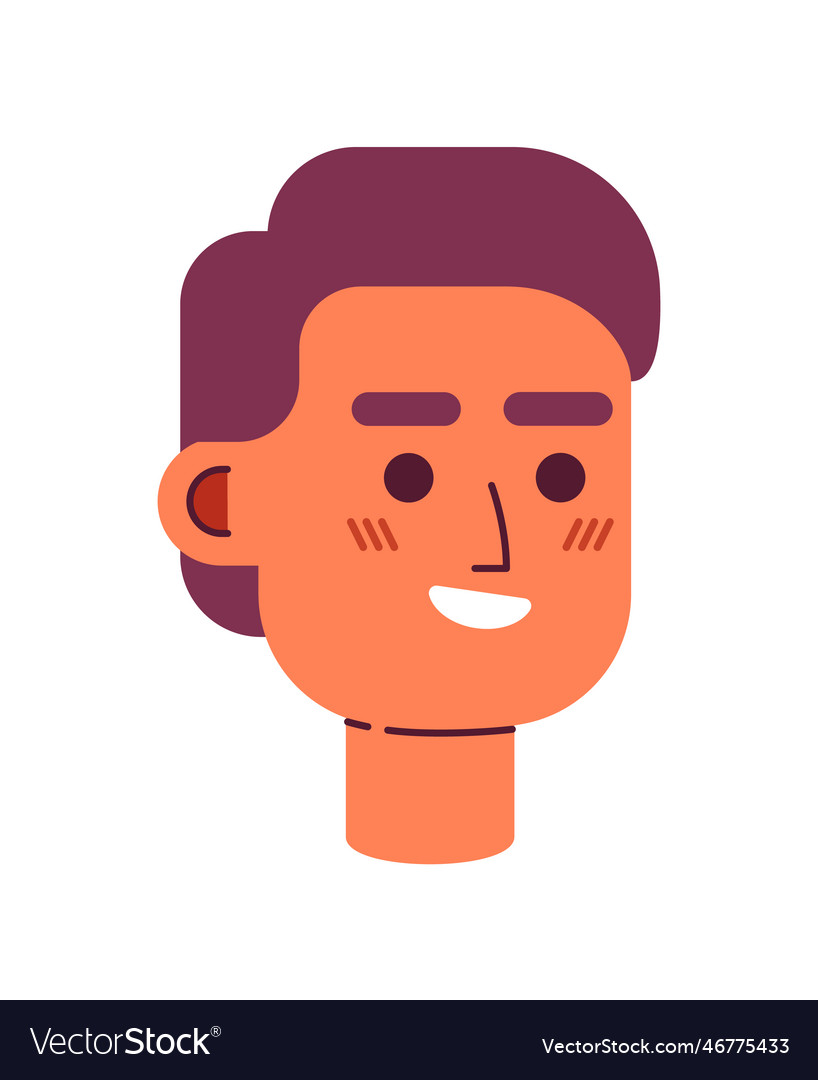 Pleased wide smiling guy semi flat character head Vector Image