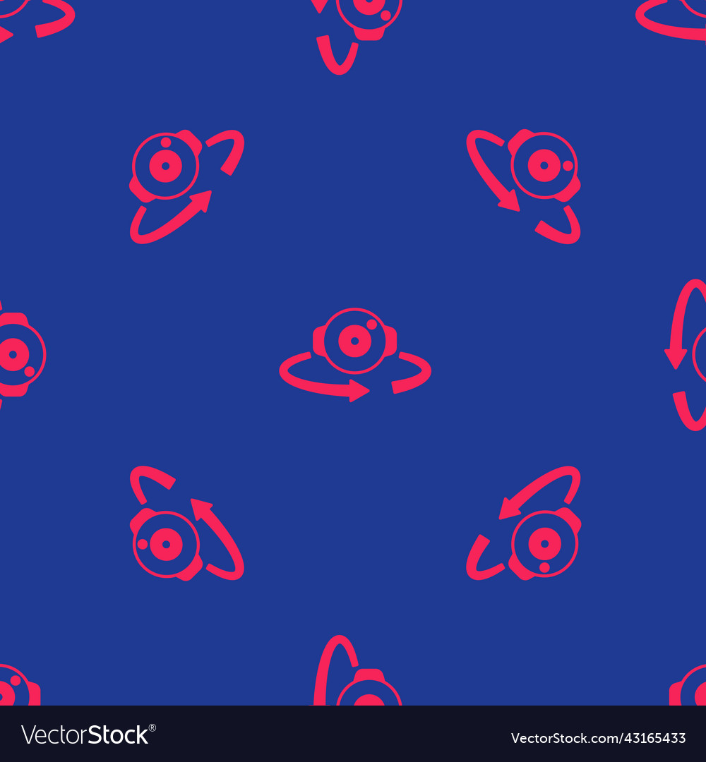 Red 360 degree view icon isolated seamless pattern vector image Red 360 degree view icon isolated seamless pattern