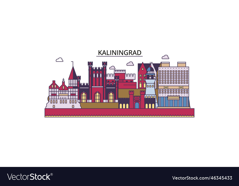 Russia Kaliningrad Tourism Landmarks City Vector Image 7141