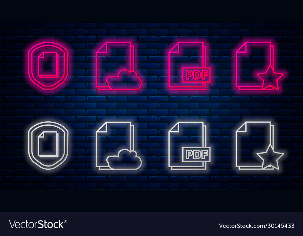 Set line cloud storage text document pdf file vector image Set line cloud storage text document pdf file