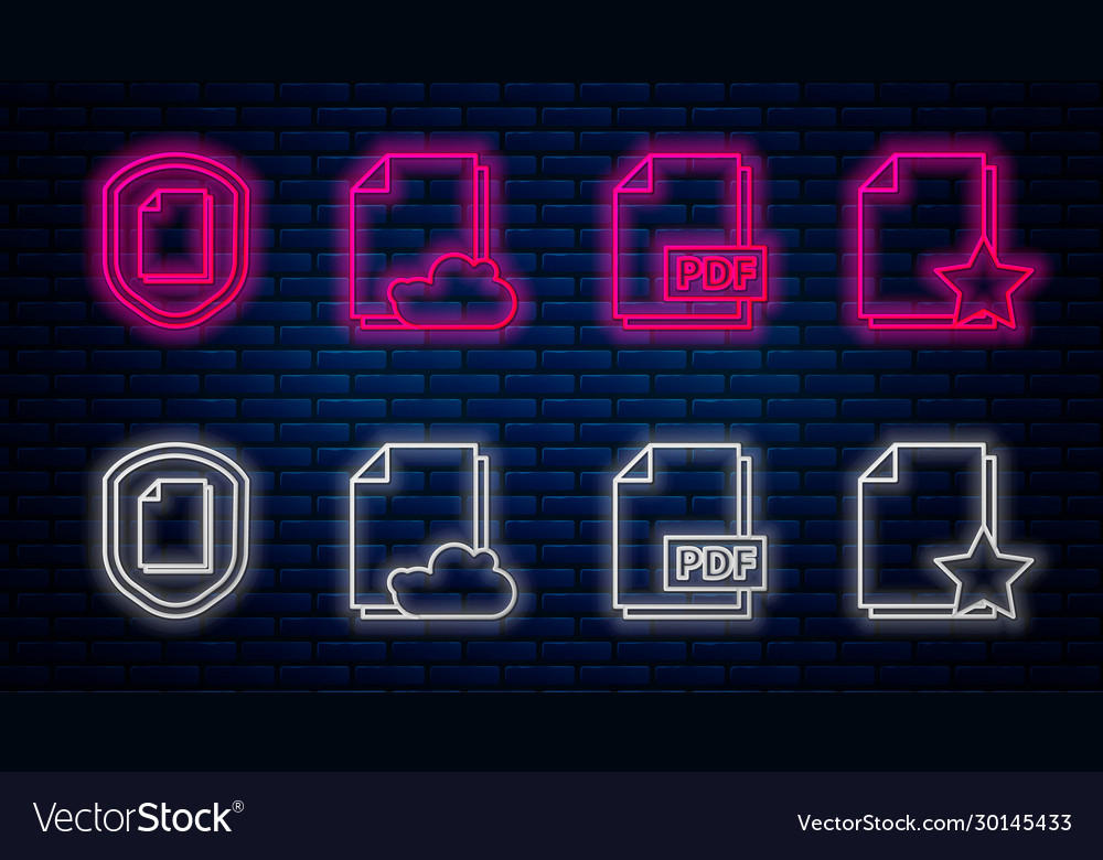 Set line cloud storage text document pdf file