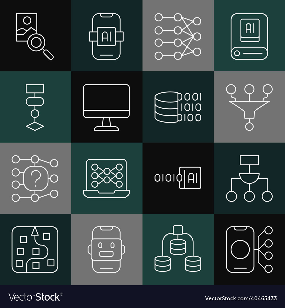 Set line neural network algorithm funnel filter vector image Set line neural network algorithm funnel filter