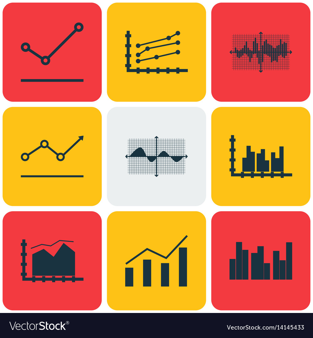 Set of graphs diagrams and statistics icons