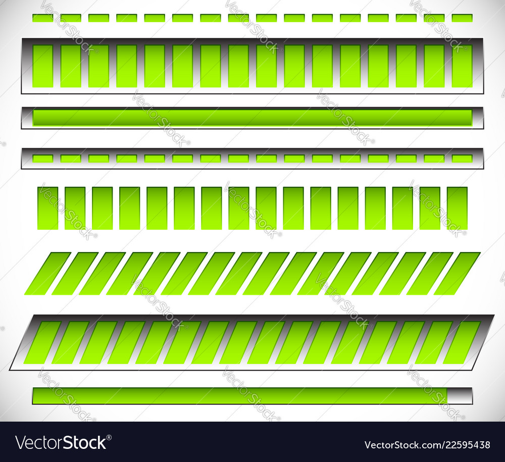 8 different horizontal level progress indicators vector image 8 different horizontal level progress indicators