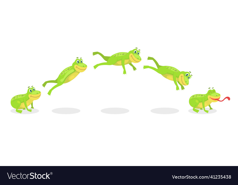 Animated jump sequence movement of frog set Vector Image