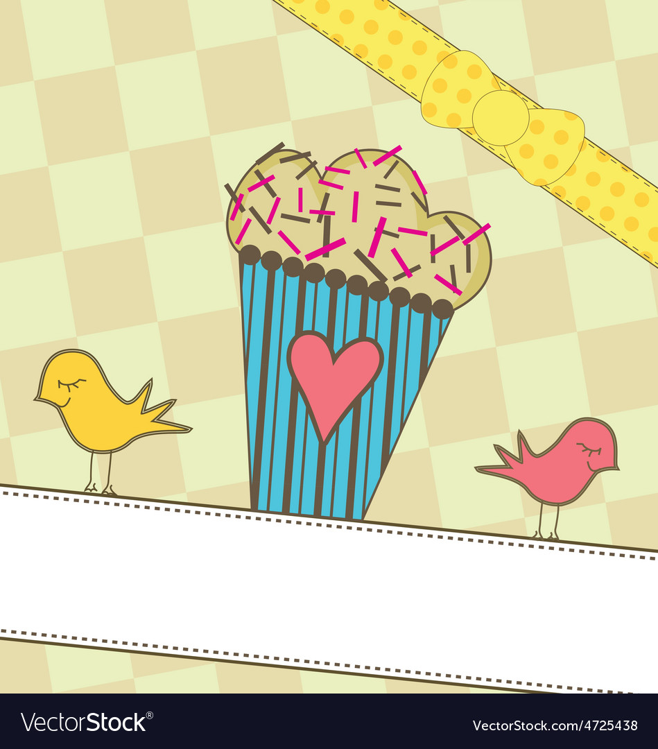 Cute muffin with birds