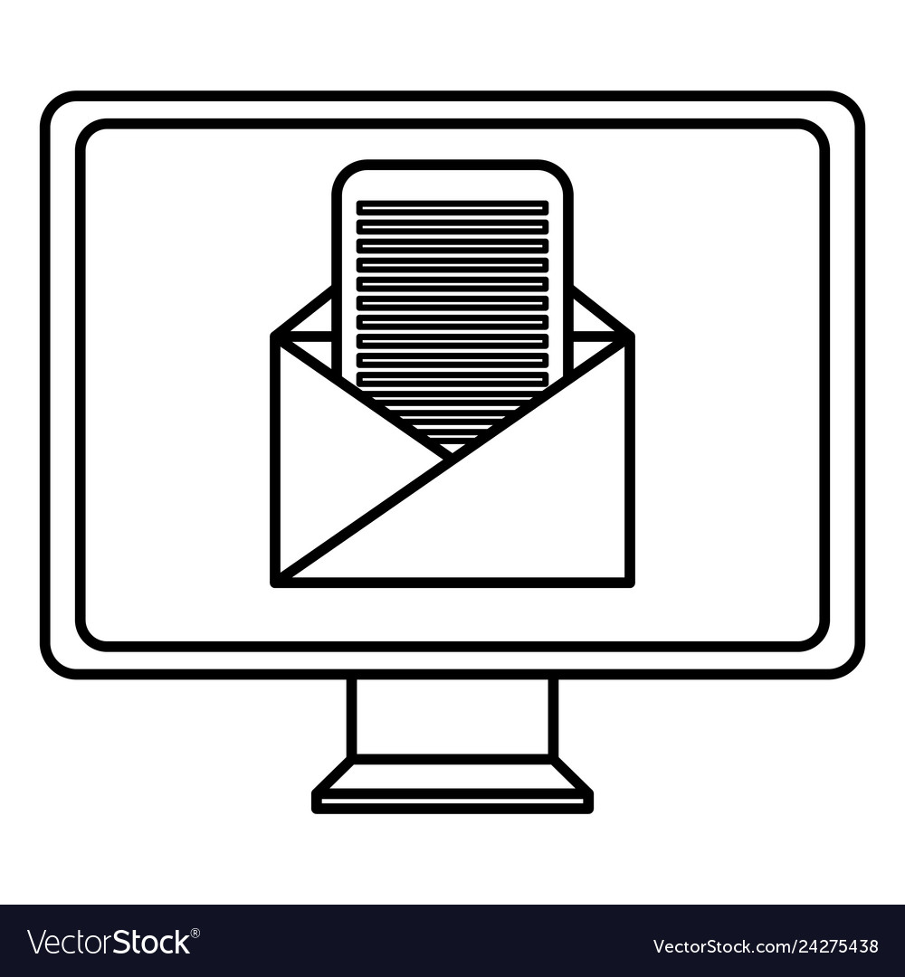 Monitor computer with envelope mail vector image Monitor computer with envelope mail
