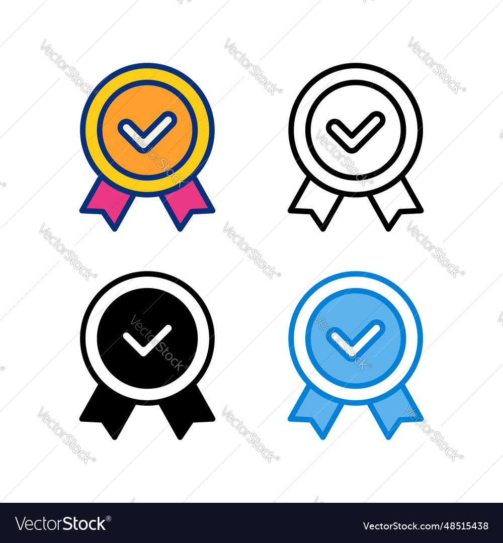 Trust badge icon in 4 style flat line glyph