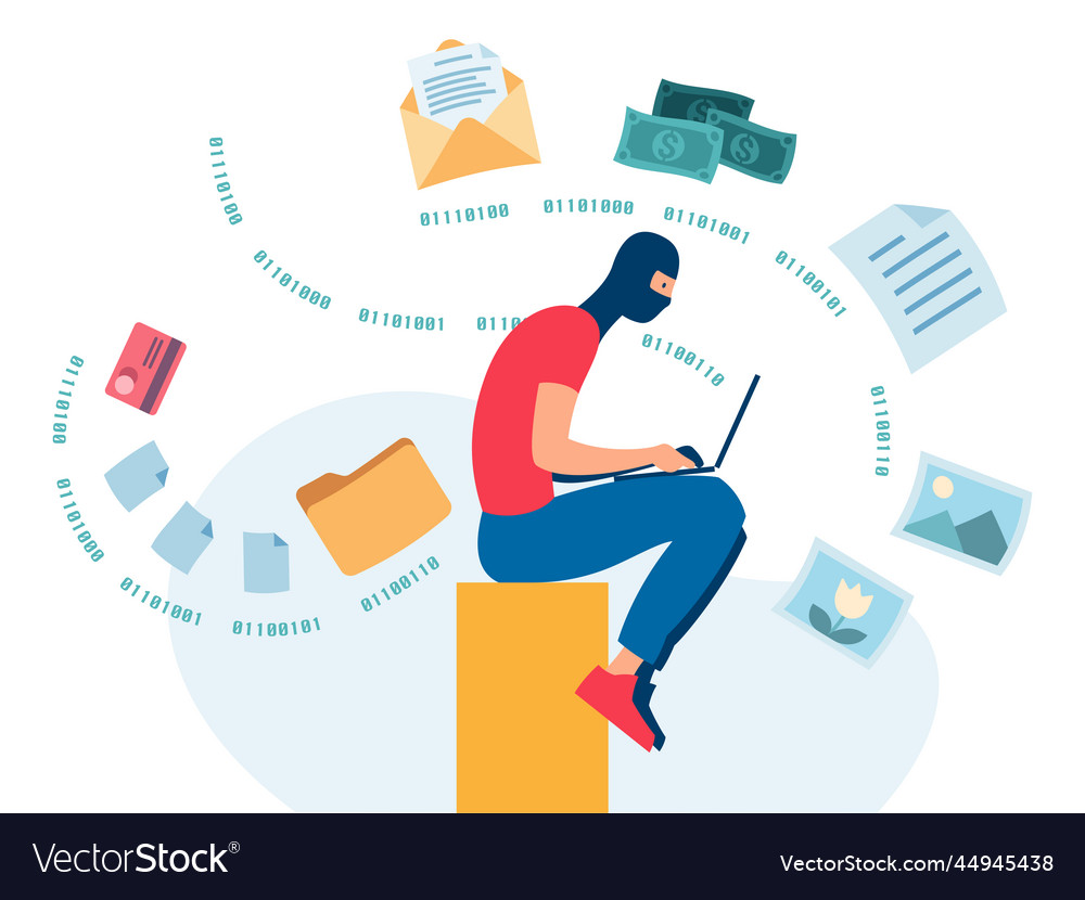 User data leak hacker stealing personal vector image User data leak hacker stealing personal