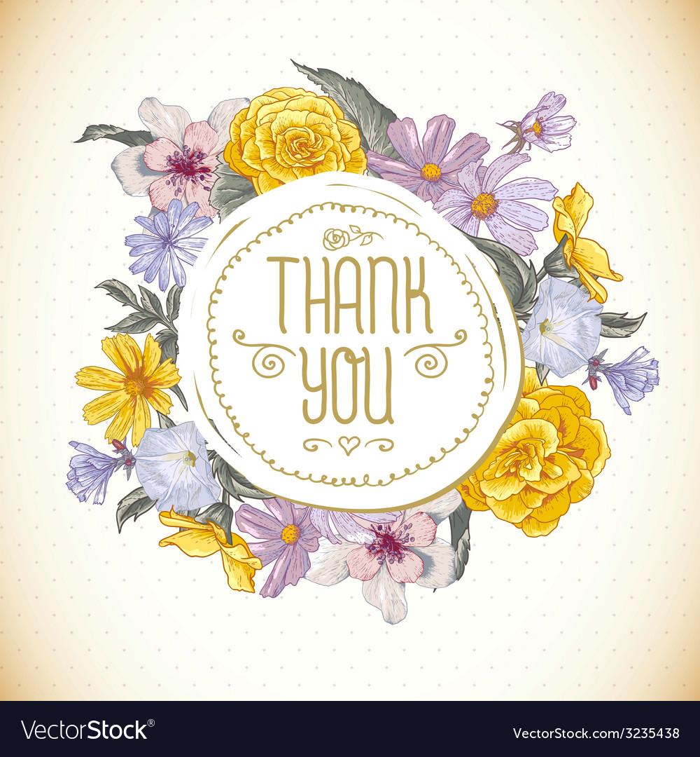 Vintage Greeting Card with Blooming Flowers Vector Image