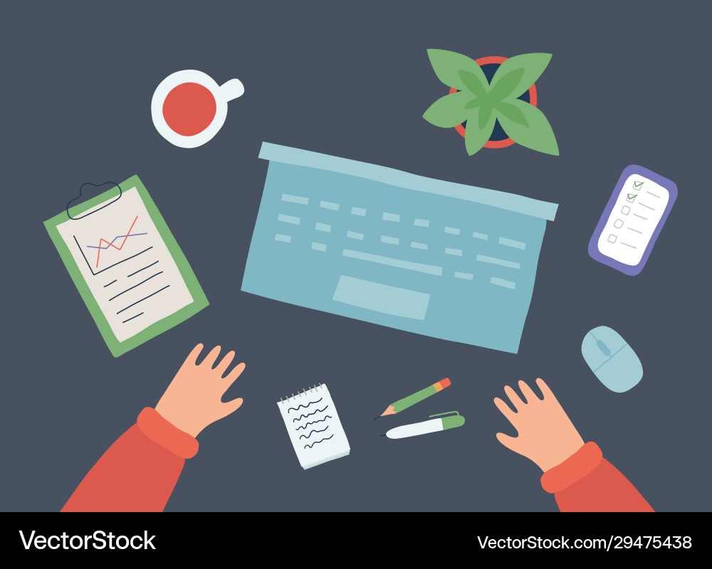 Workplace with laptop smartphone cup coffee Vector Image