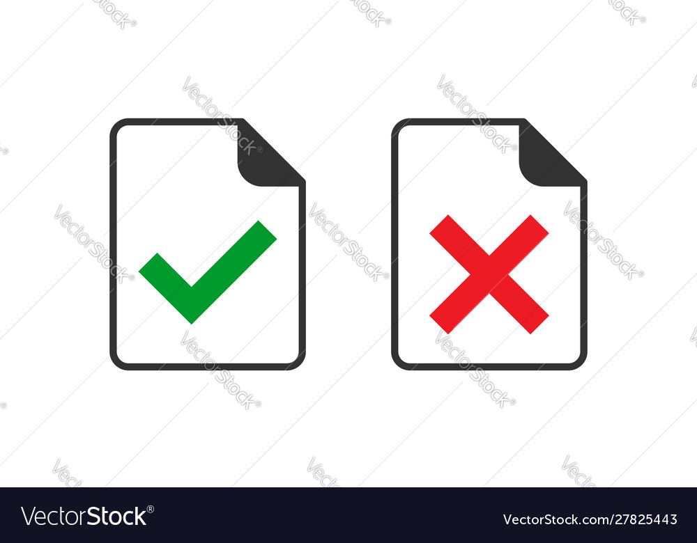 Accept document icon in flat style reject