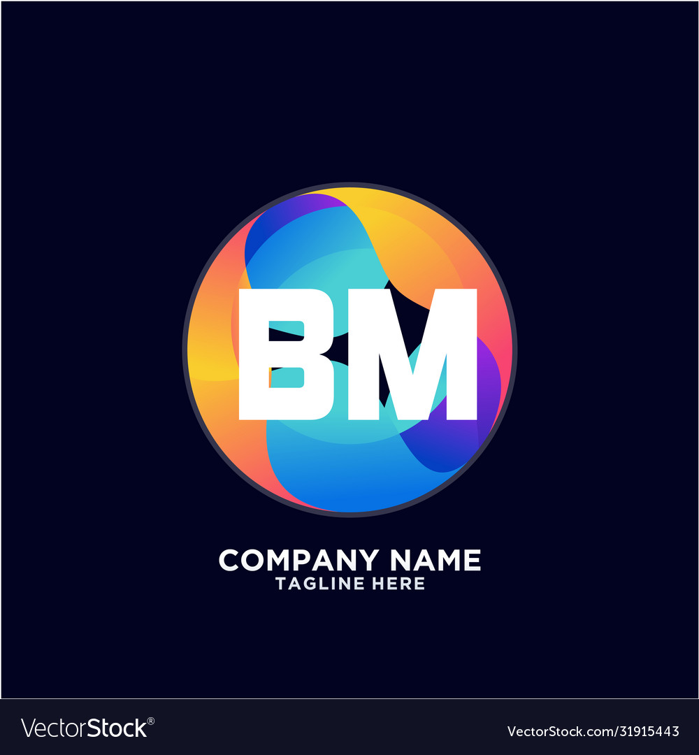 Bm initial logo with colorful circle template Vector Image