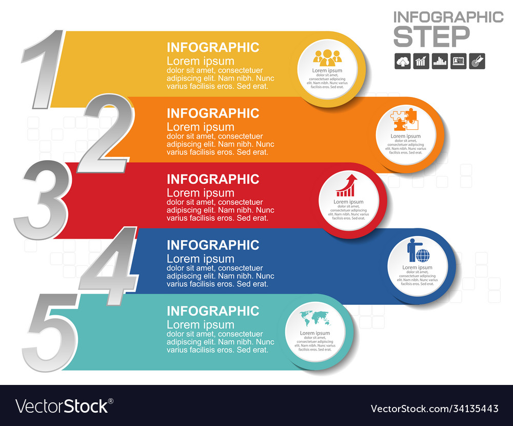 Business data process chart diagram with steps Vector Image
