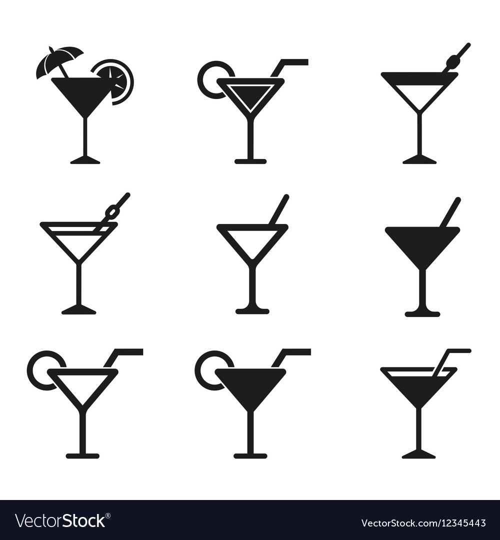 Cocktail Icon Set Royalty Free Vector Image Vectorstock