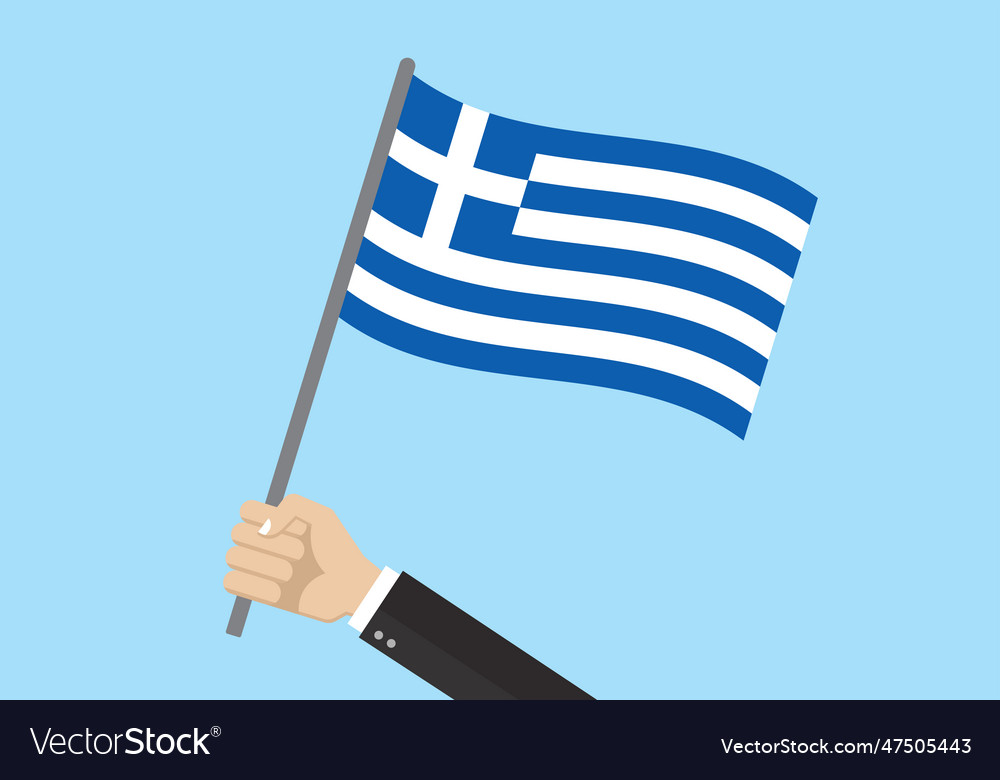 Greece waving flag hand holding greek