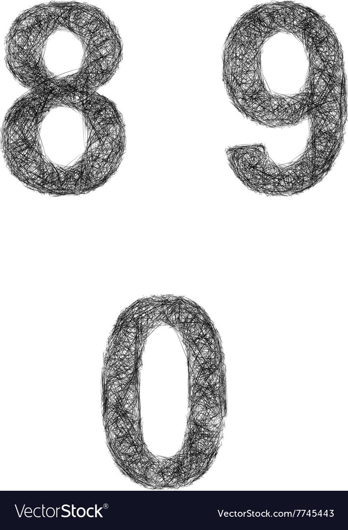 Line art font set - numbers 8 9 0