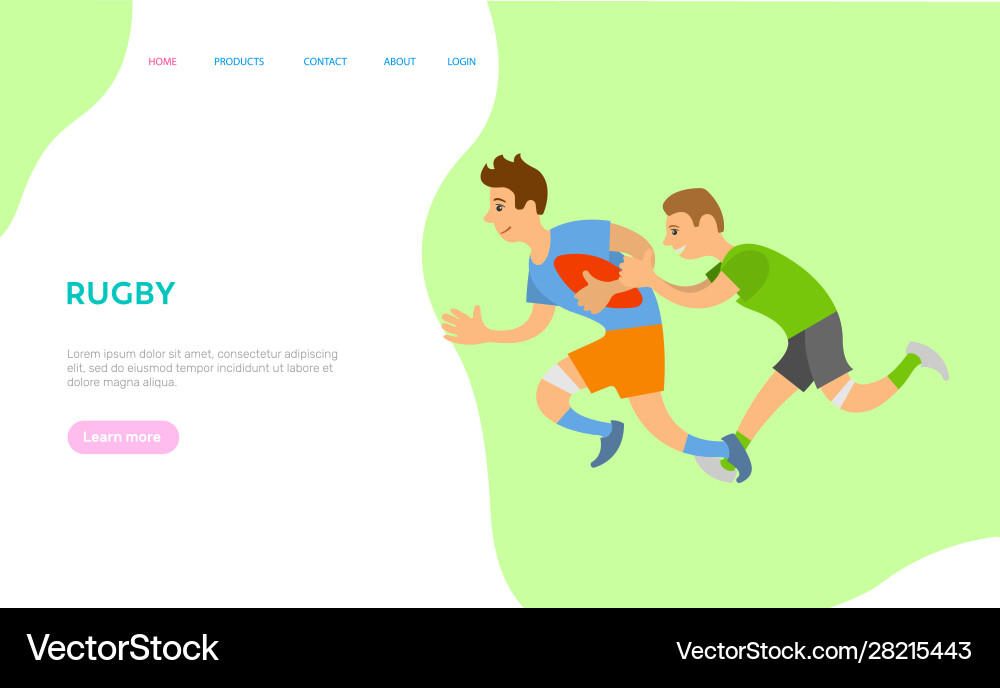 Rugteam playing aggressive sports website text Vector Image