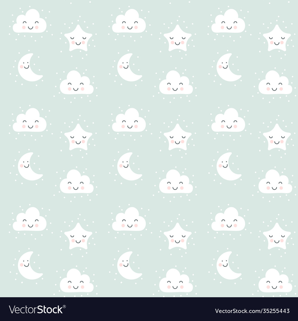 Scandinavian seamless pattern with moon