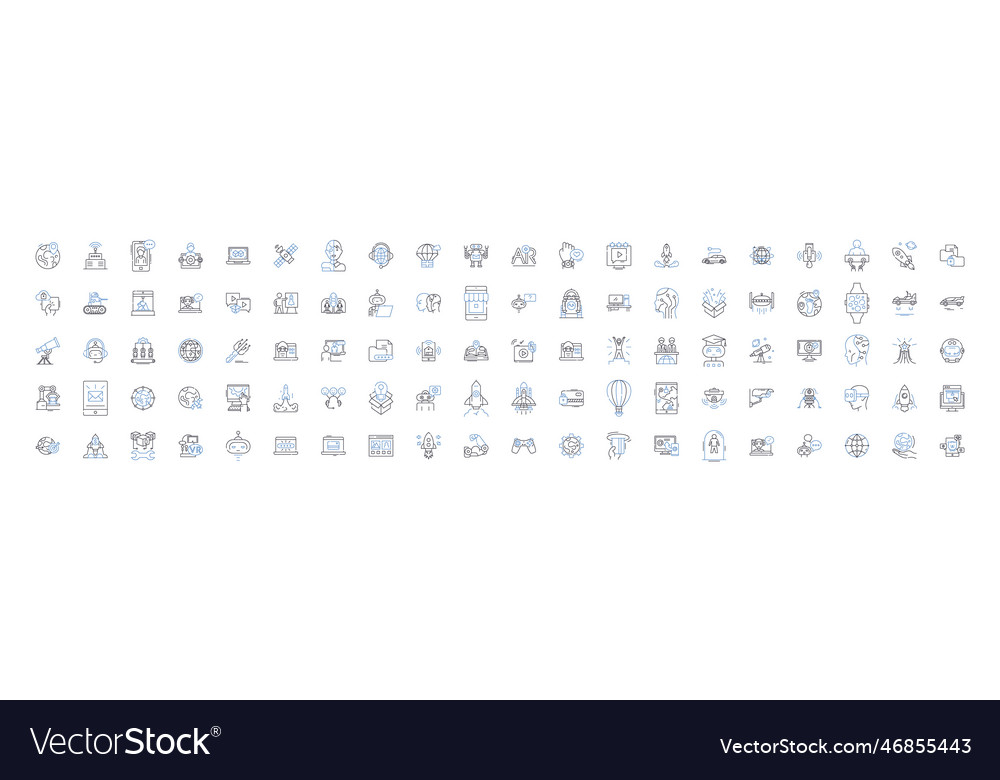Website design line icons collection typography vector image Website design line icons collection typography