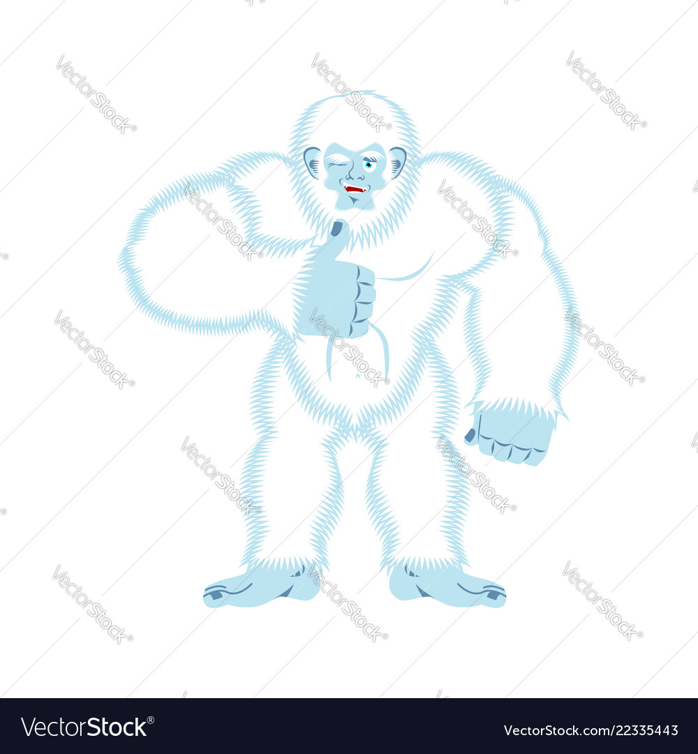 Yeti thumbs up bigfoot winks emoji abominable