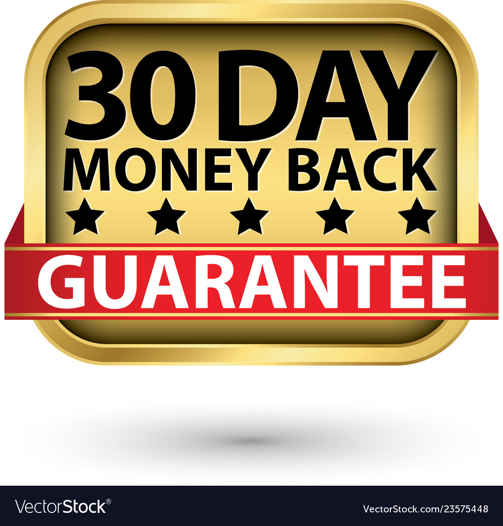 30 day money back guarantee golden sign Royalty Free Vector