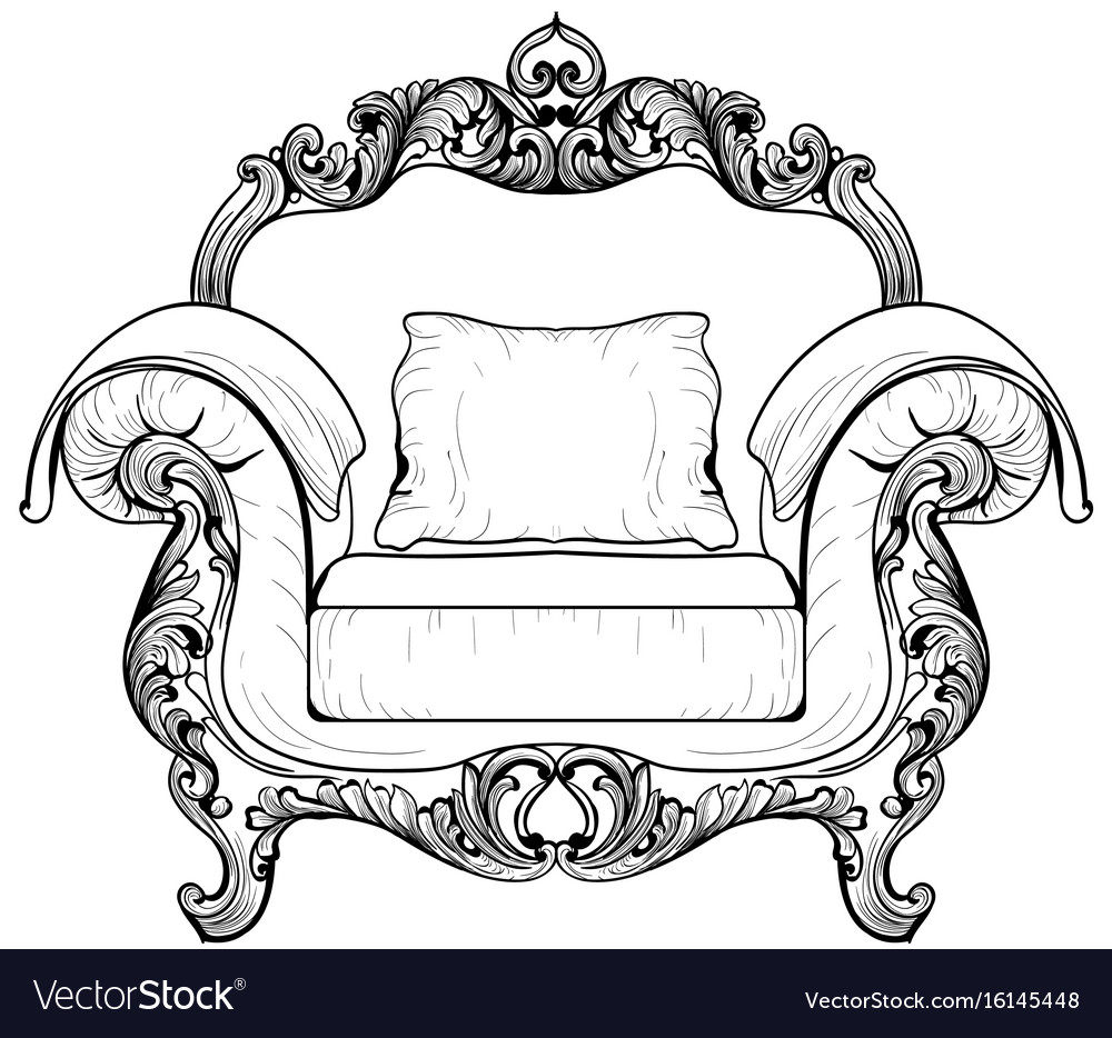 Baroque armchair with luxurious ornaments Vector Image