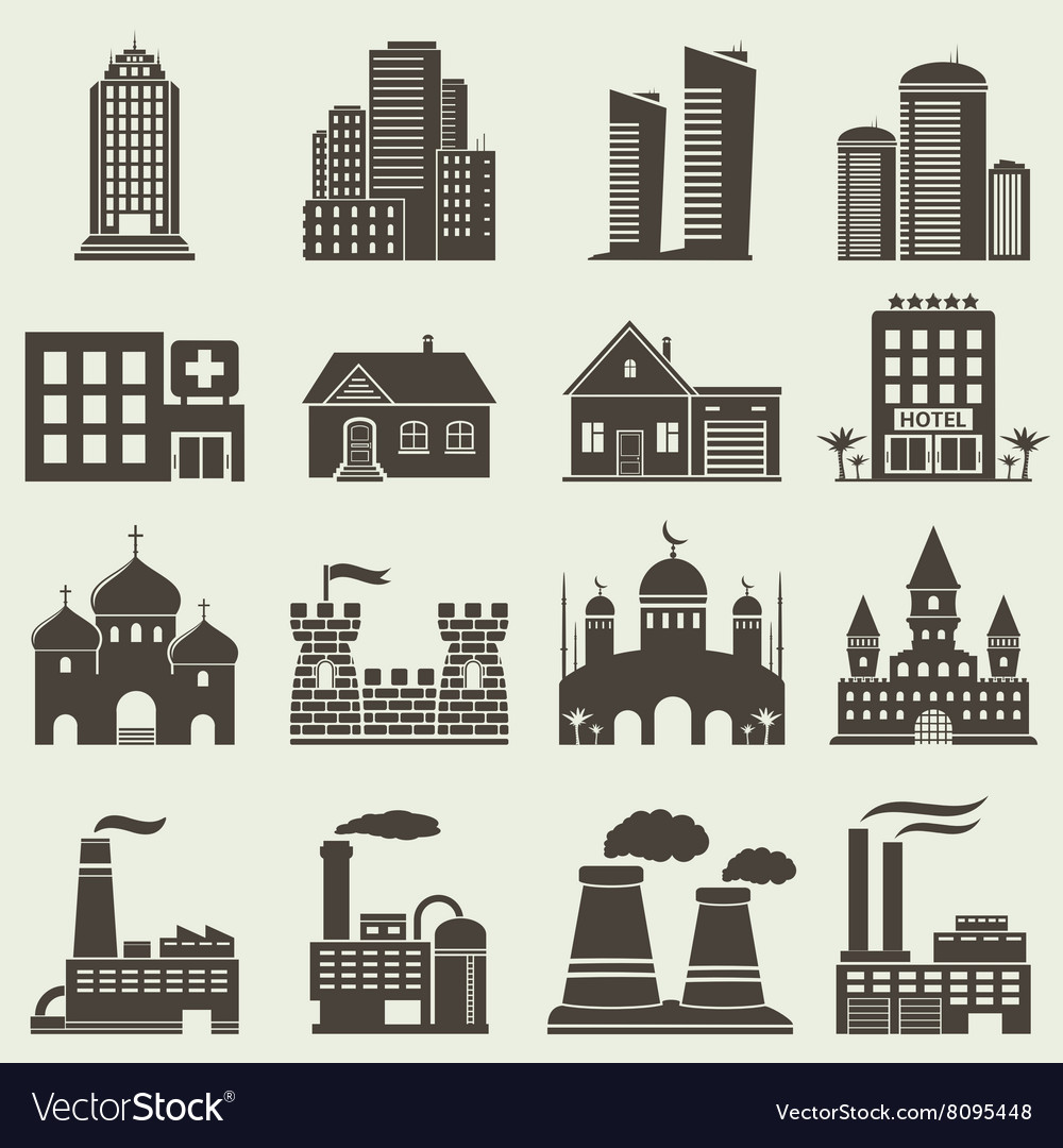 Buildings icon set