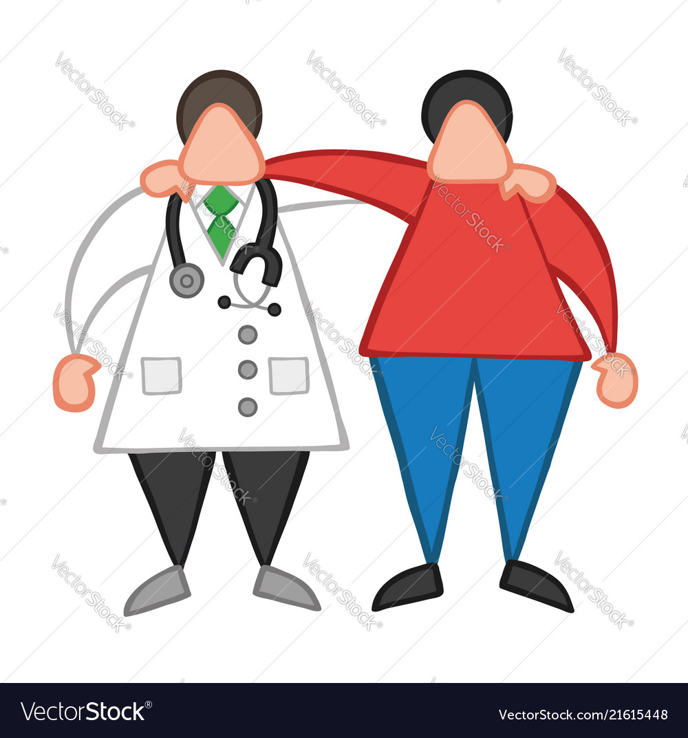 Cartoon Doctor Man And Patient Friendly And Vector Image