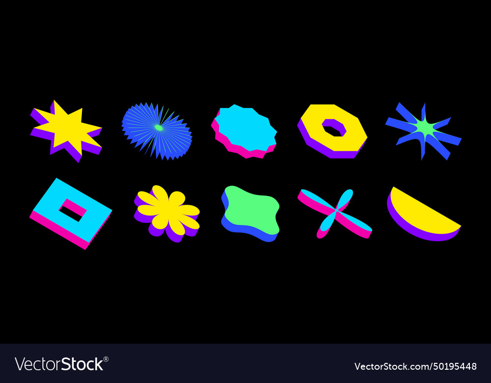 Colorful isometric shape set volumetric geometric Vector Image