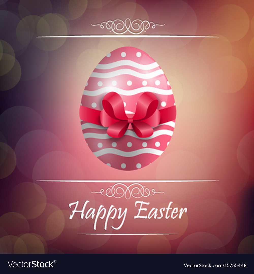 Easter egg background with red ribbon