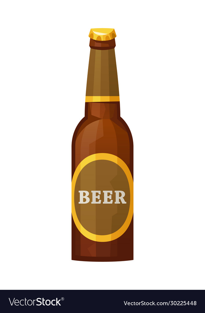 Glass beer brown bottle on white background