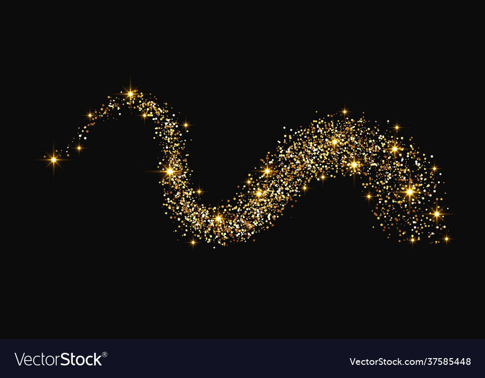 Gold glittering confetti wave and stardust Vector Image