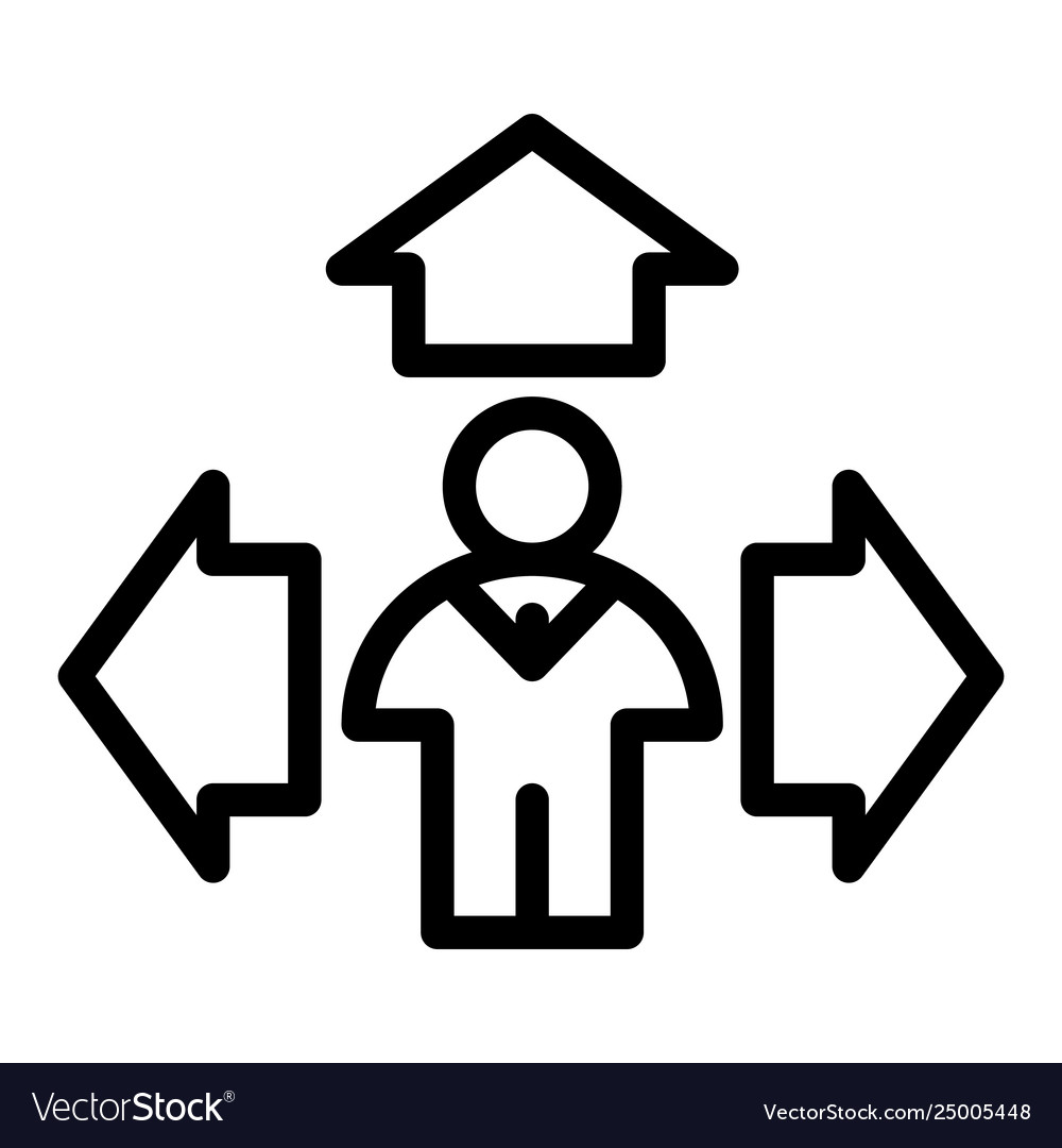Man and arrows up line icon direction vector image Man and arrows up line icon direction