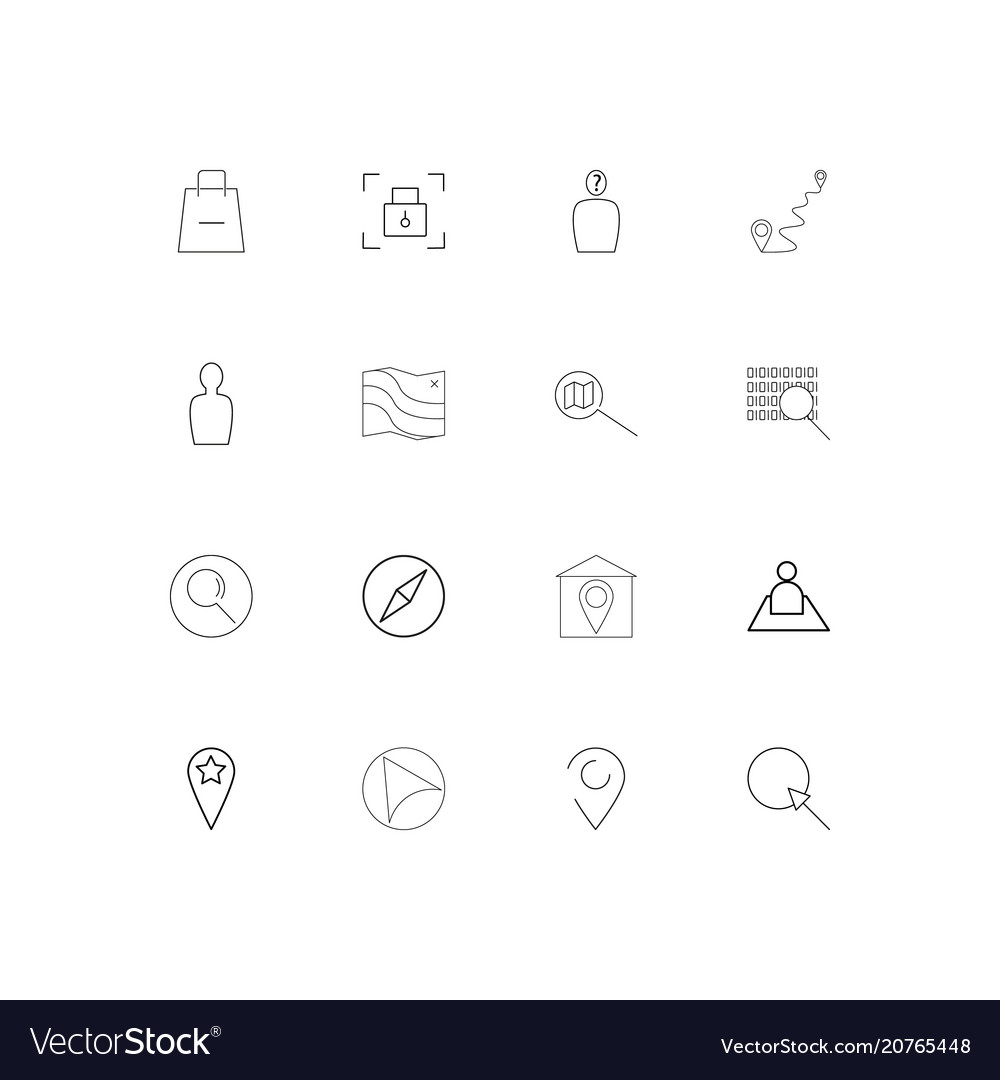 Maps and navigation linear thin icons set