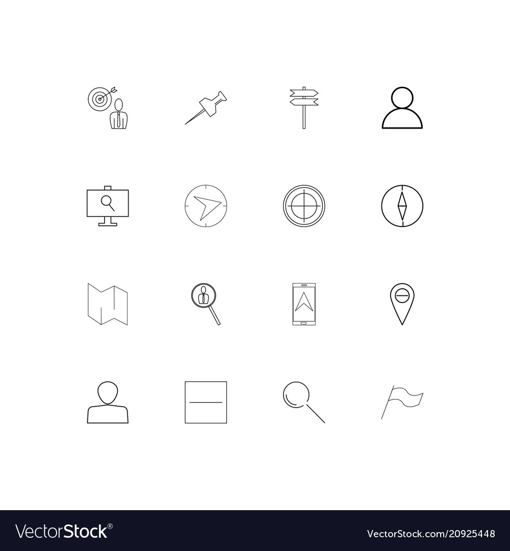 Maps and navigation linear thin icons set