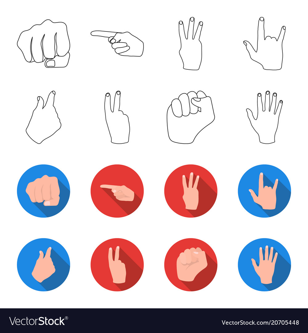 Open fist victory miser hand gesture set Vector Image