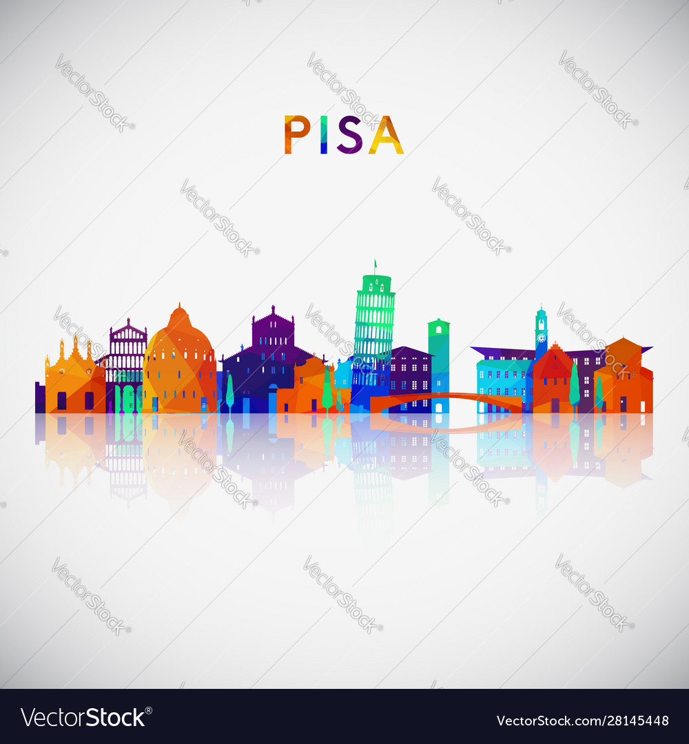 Pisa skyline silhouette in colorful geometric