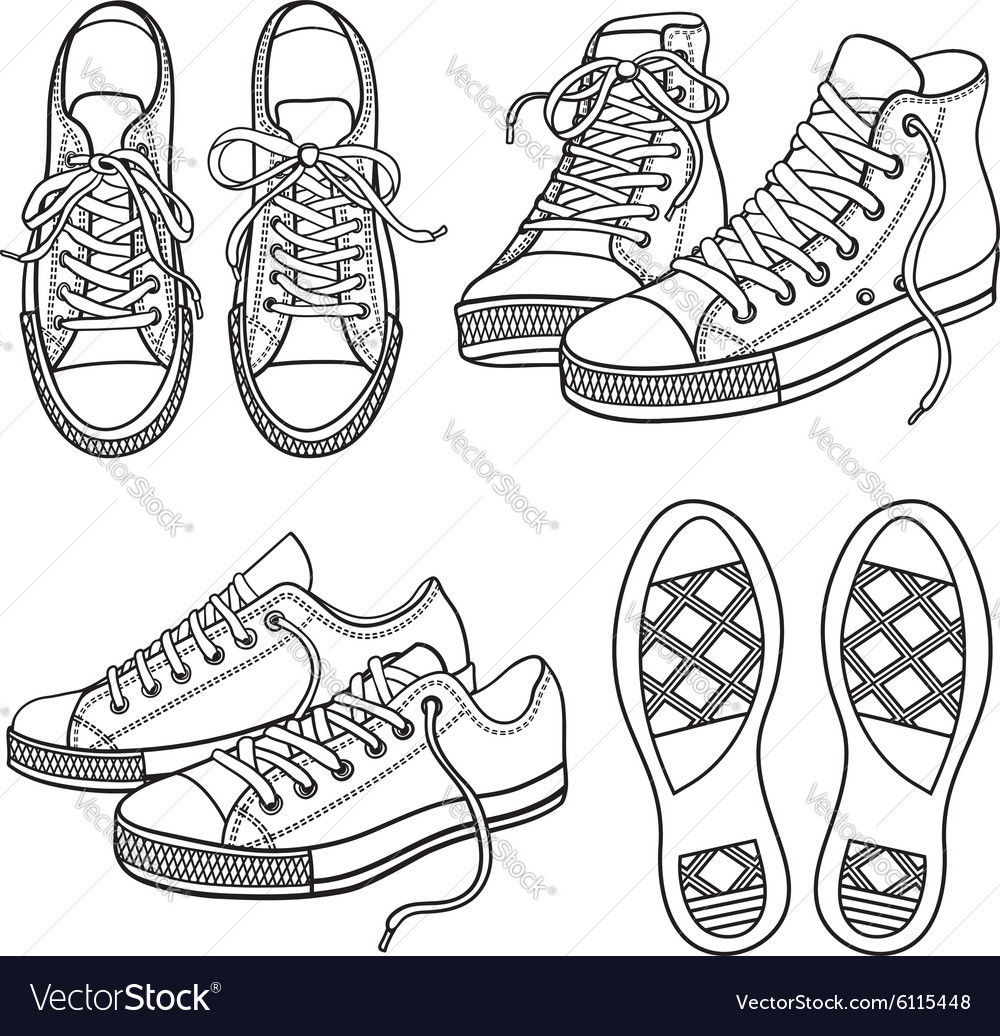 Set bright sneakers isolated on white Royalty Free Vector