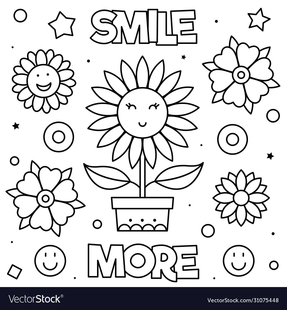 Smile more coloring page of Royalty Free Vector Image