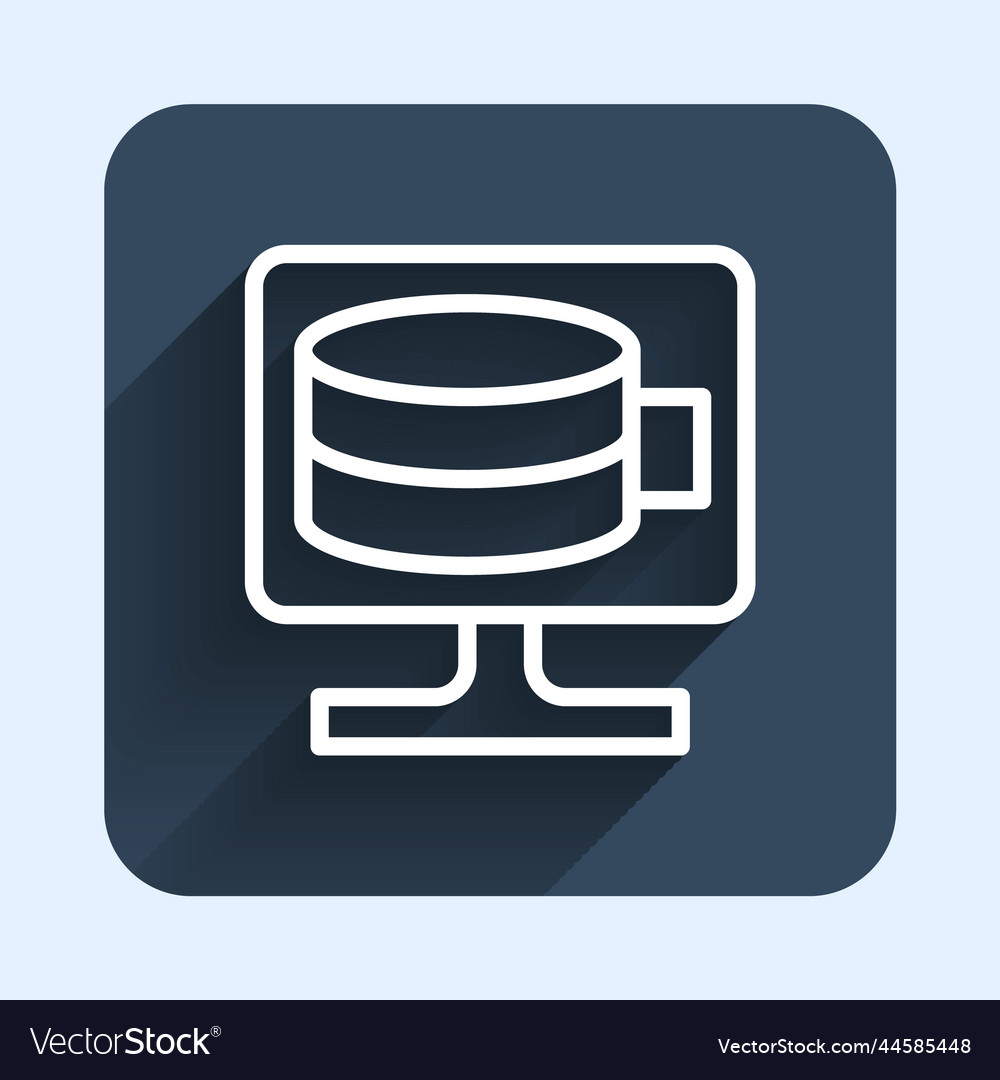 White line cloud database icon isolated with long vector image White line cloud database icon isolated with long