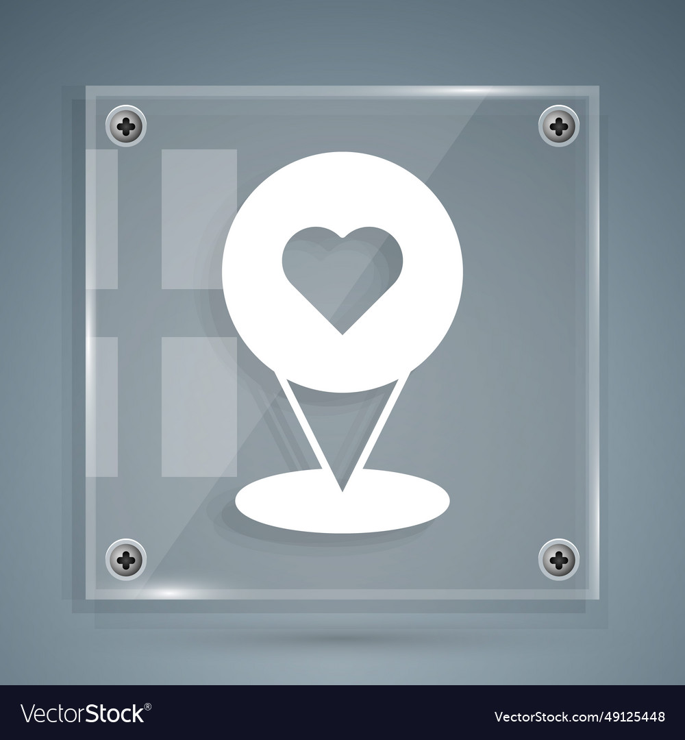 White map pointer with heart icon isolated vector image White map pointer with heart icon isolated