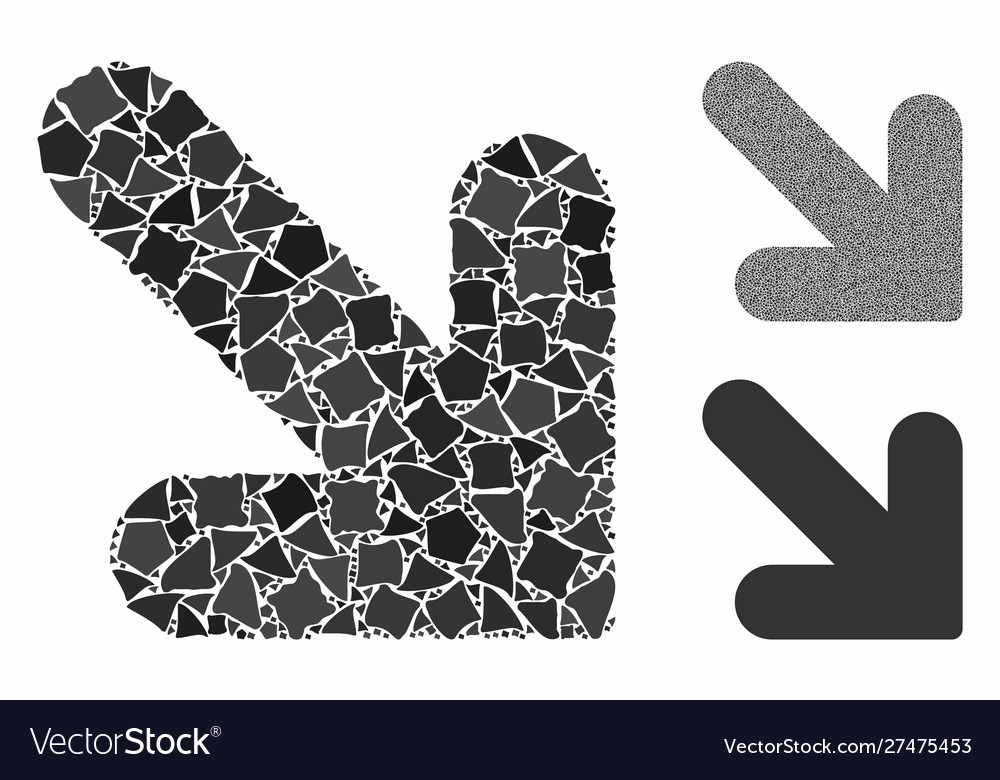 Arrow down right composition icon abrupt items vector image Arrow down right composition icon abrupt items