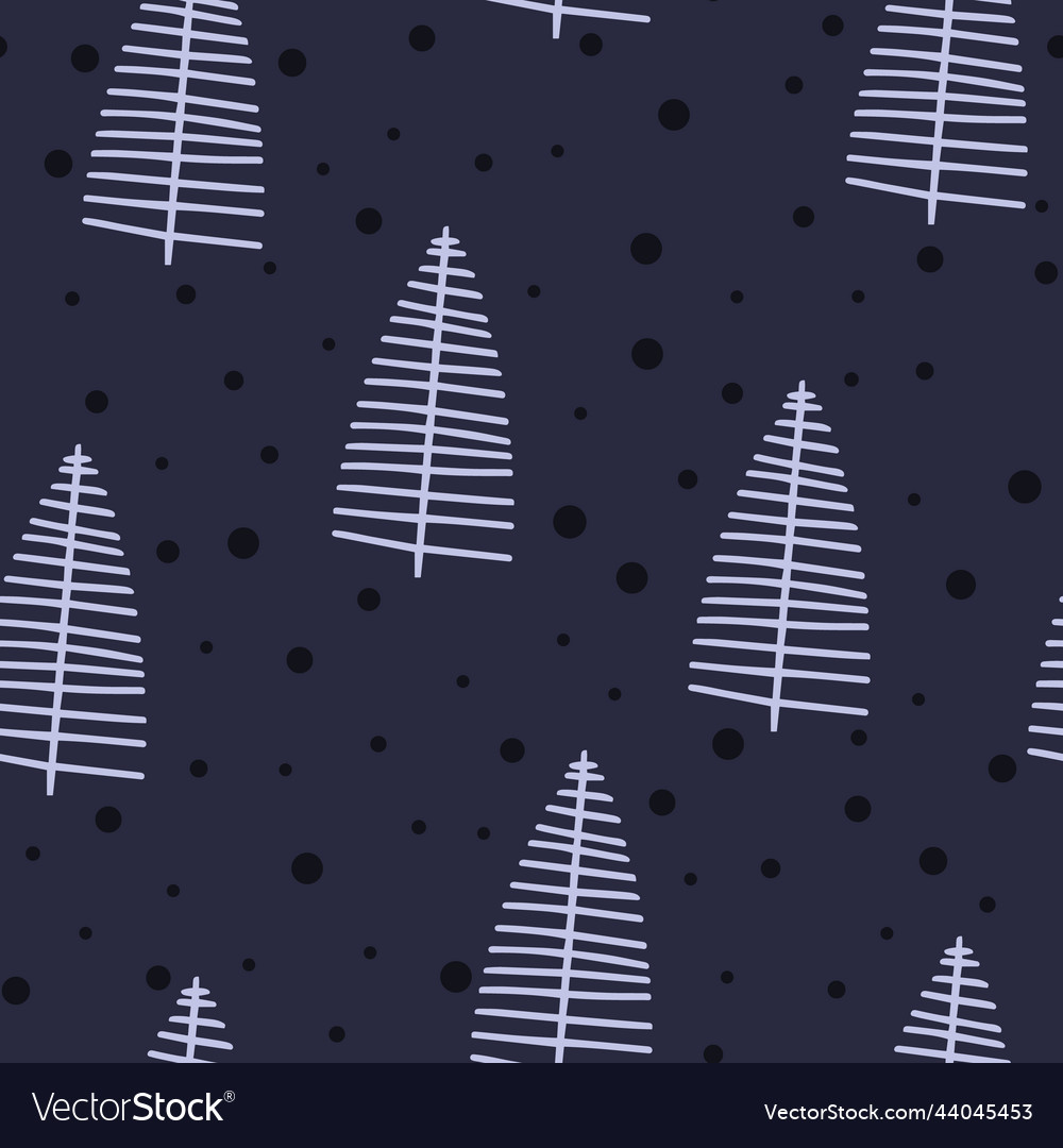 Christmas tree and snowflake seamless pattern new vector image Christmas tree and snowflake seamless pattern new