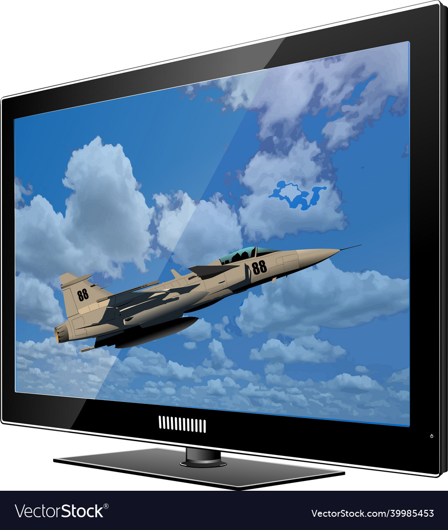 Combat inside of flat computer monitor display vector image Combat inside of flat computer monitor display