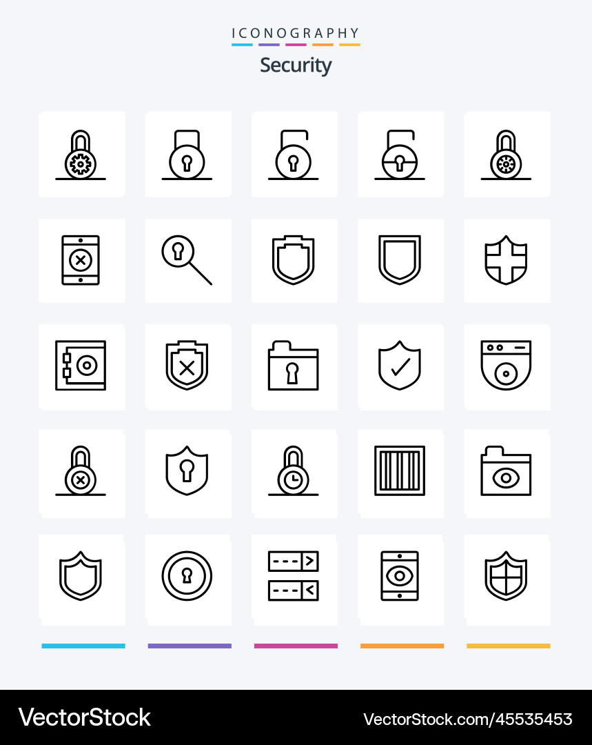 Creative security 25 outline icon pack Royalty Free Vector