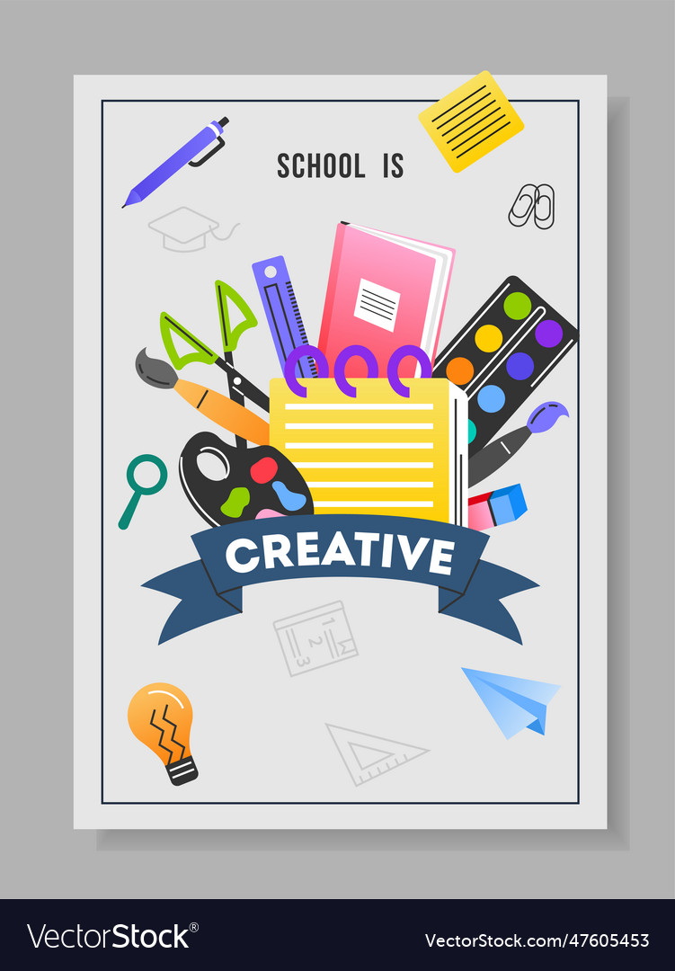 Flyer with school supplies Royalty Free Vector Image